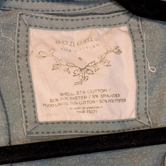 Sonoma Zip-Up Hoodie Hummingbird Floral Sage Green Blue Spring Athleisure - Picture 5 of 8